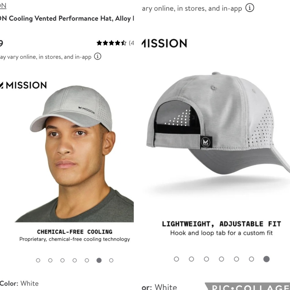 MISSION Cooling Vented Mesh Performance Hat Cap Alloy Heather Gray - Picture 6 of 17